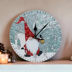 Christmas Gonk Quartz Wall Clock - Battery Powered Santa Clause Christmas Design Home Festive Xmas Decoration - 23cm Diameter