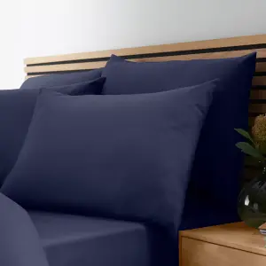 Catherine Lansfield Bedding So Soft Easy Iron Single Duvet Cover Set with Pillowcases Navy Blue