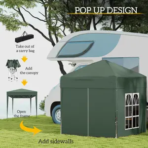 Outsunny 2mx2m Pop Up Gazebo Party Tent Canopy Marquee with Storage Bag Green