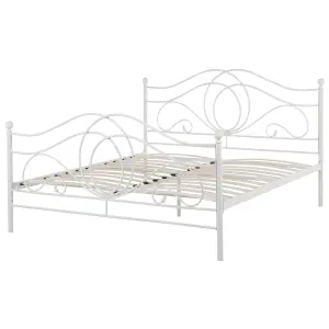 Metal EU Double Size Bed White LYRA