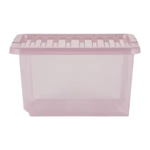 Wham Crystal 5x 28L Plastic Storage Boxes with Lids. Small Size, Strong . Made in the UK Tint Dusky Orchid