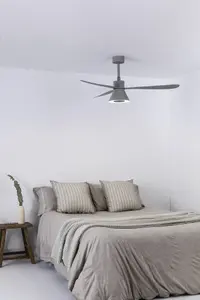 Luminosa Amelia Large Cone Led Grey Ceiling Fan Smart, 6 Speed