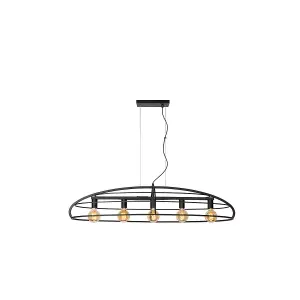 Lucide Dikra Modern Bar Pendant Light - 5xE27 - Black