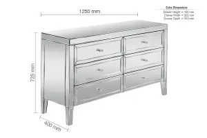 Birlea Valencia 6 Drawer Chest Mirrored