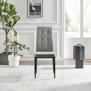 Furniturebox UK Dining Chair - 2x Paloma Grey Fabric Upholstered Dining Chair Black Legs - Contemporary Dining Kitchen Furniture