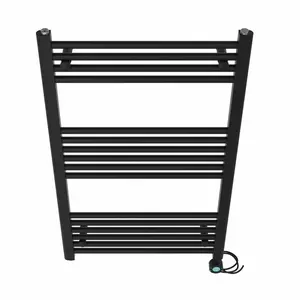 Graciela Straight Towel Rail Heated Towel Rails Black / 100cm H x 60cm W x 3cm D