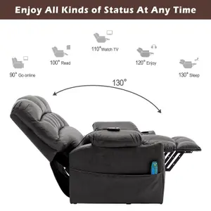 Large Faux Leather Electric Massage Recliner Chair with Cup Holders