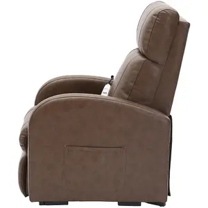 Single Motor Rise and Recline Lounge Chair - Nutmeg PU Leather Material