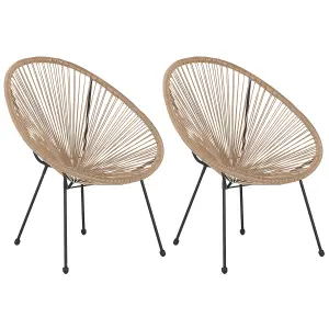 Set of 2 Garden Chairs ACAPULCO II PE Rattan Natural