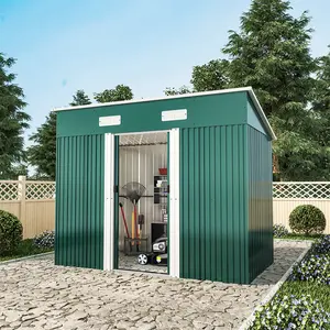 8ft. W x 4ft. D Metal Pent Garden Shed Green