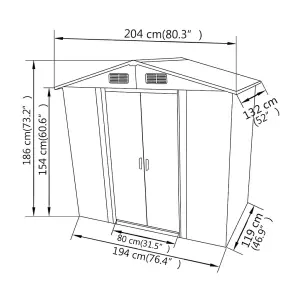 Berkfield Garden Storage Shed Grey Metal 204x132x186 cm