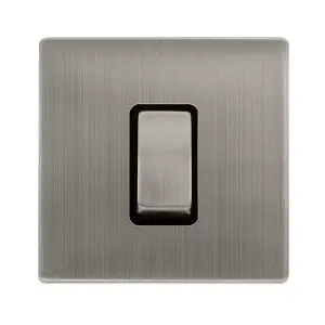 Stainless Steel Screwless Plate 1 Gang Ingot Size 45A Switch - Black Trim - SE Home