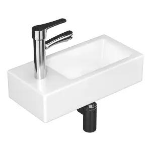 Small Wall Mount Wash Hand Basin Rectangle, Left Hand