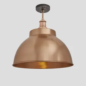 Industville Brooklyn Dome Flush Mount, 13 Inch, Copper, Copper Holder