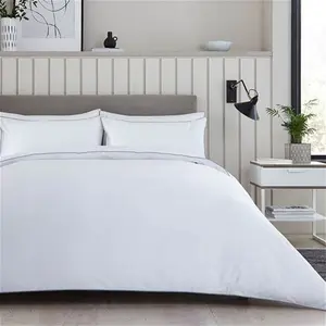 DUSK Cambridge 200 Thread Count Duvet Cover - Cotton - White/Grey - Single