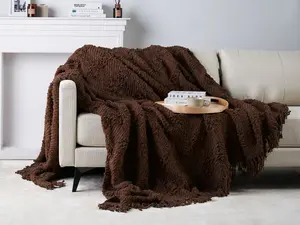 Blanket VELLA Cotton 220 x 240 cm Brown