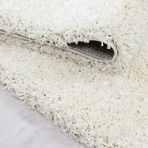 Large Ivory Cream Shaggy Area Rug Elegant and Fade-Resistant Carpet Runner - 160x230 cm