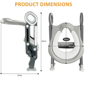 Children Toilet Seat & Ladder Toddler Training Step Up Easy Fold Down For Kids
