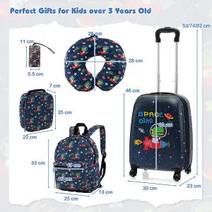 Costway 5 Piece Kids Luggage Set Carry-on Children Rolling Suitcase Set w/ Backpack