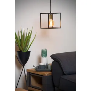 Lucide Ruben Modern Cube Pendant Light - 1xE27 - Black