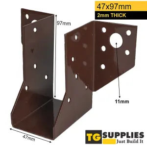 Heavy Duty Powder Coated Face Fix Joist Hanger - Pergola Rafter Hanger - 47x97mm