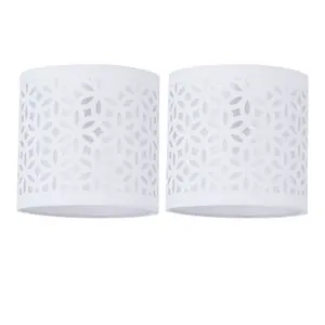 First Choice Lighting Set of 2 White Laser Cut 15.5cm Table Lamp Shades