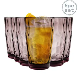 Bormioli Rocco - Diamond Highball Glasses - 470ml - Purple - Pack of 6