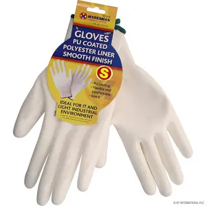 12 Pairs White Work Gloves Mechanic Builders Safety Nylon Construction Pu Coated Secure Grip Ideal For General Duty Work