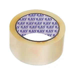 KAV Strong Adhesive Clear Packaging Tape - 48MM x 66M Rolls for Secure Box Sealing, Parcel Tape with Improved Formula