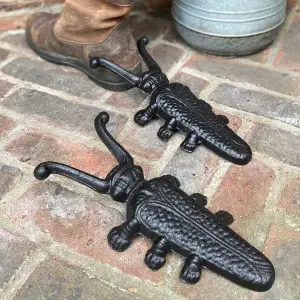 Set of 2 Cast Iron Beetle Boot Jack Pulls