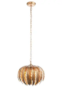 Damita Gold Leaf Decorative Floral 1 Light Ceiling Pendant