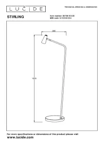 Lucide Stirling Modern Rechargeable Floor lamp - Battery - LED Dim. - 1x3W 2700K - 3 StepDim - Black