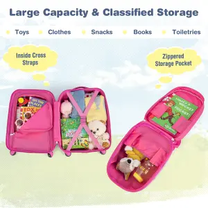 Costway 2PCS 12" 16" ABS Kids Suitcase Backpack Luggage Set School Travel Lightweight