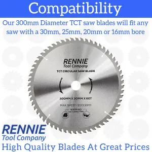 300mm x 60T TCT Circular Wood Saw Blade. Fits Bosch Makita Dewalt Circular Saws Etc