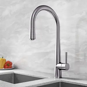 Aquarius TrueCook Series 9 Brushed Nickel Pull Out Single Lever Kitchen Mixer Tap AQTK009BN