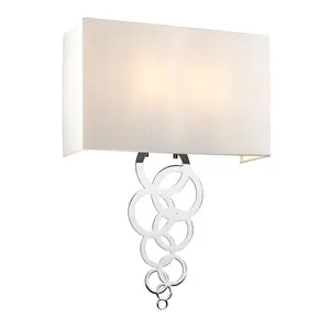 Elstead Rosa Large 2 Light Wall Light, Polished Chrome, Ivory Faux Silk Shade