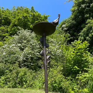 Ornate Cast Iron Bird Bath Ground Stake