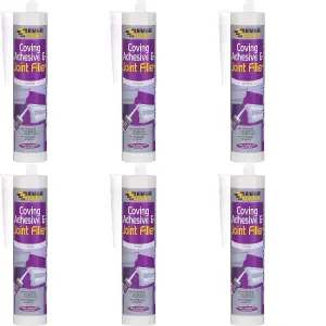 Everbuild COVE-EBD Coving Adhesive and Joint Filler, White, 290 ml (Pack of 6)