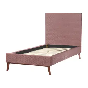 Velvet EU Single Size Bed Pink BAYONNE