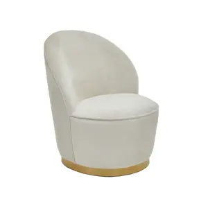 Interiors by Premier Stylish Cream Velvet Base Chair, Elegant Accent Chair, Velvet Upholstered Armless Chair, Mid-century Chair