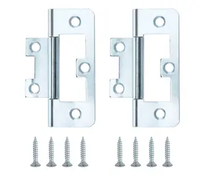 Zinc-plated Metal Flush Door hinge N100 (L)65mm (W)65mm, Pack of 2