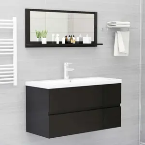 Dorlene Framed Wall Mounted Bathroom Mirror High Gloss Black / 90 cm