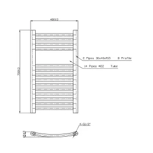 Rinse Curved Bathroom Heated Towel Rail Warmer Radiator Central Heating Anthracite - 700x400mm