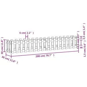 Berkfield Garden Raised Bed with Fence Design White 200x30x30 cm Solid Wood Pine