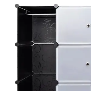 Modular Cabinet with Compartment Storage Cabinet Clothes Organizer Black/White