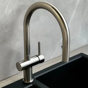 Liquida W19BN Single Lever Pull Out Head Brushed Nickel Kitchen Mixer Tap