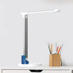 Fern Howard White Dimmable LED Desk Lamp with USB charging port (mains-powered - plug)