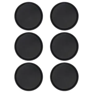 Round Non-Slip Serving Trays - 27.5m - Black - Pack of 6