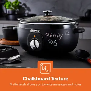 Geepas 3.5 Litre Slow Cooker 3 Temperature Settings, Removable Easy-Clean Aluminum Bowl Tempered Glass Lid & Cool Touch Handle