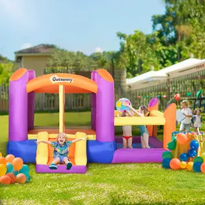 Outsunny Kids Bouncy Castle House Inflatable Trampoline Slide Water Pool 3 in 1 with Blower for Kids